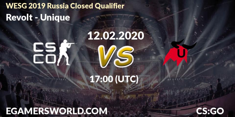 Prognose für das Spiel Revolt VS Unique. 12.02.20. CS2 (CS:GO) - WESG 2019 Russia Closed Qualifier