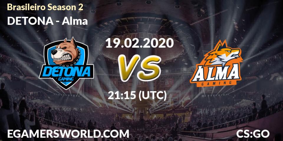 Prognose für das Spiel DETONA VS Alma. 19.02.20. CS2 (CS:GO) - Brasileirão Season 2