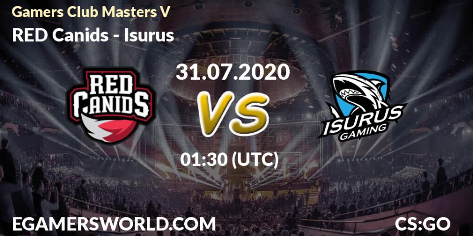 Prognose für das Spiel RED Canids VS Isurus. 31.07.20. CS2 (CS:GO) - Gamers Club Masters V