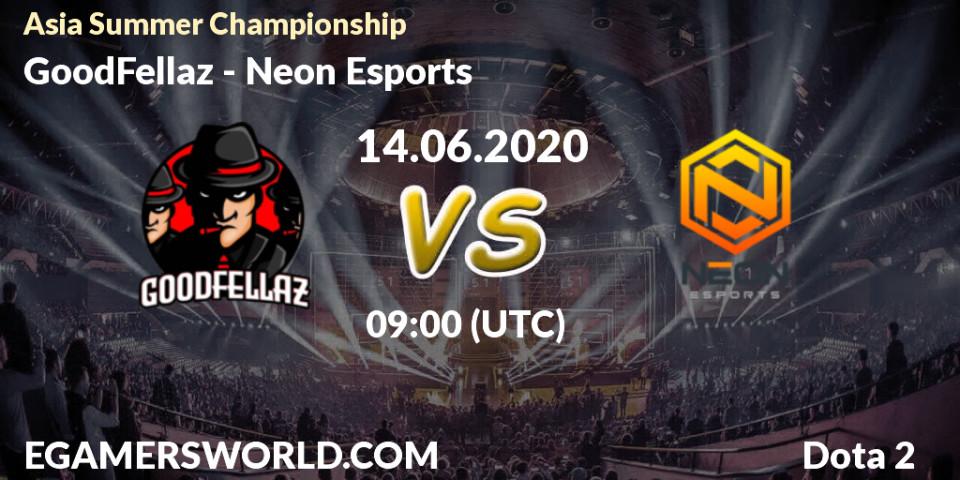 Prognose für das Spiel GoodFellaz VS Neon Esports. 16.06.20. Dota 2 - Asia Summer Championship