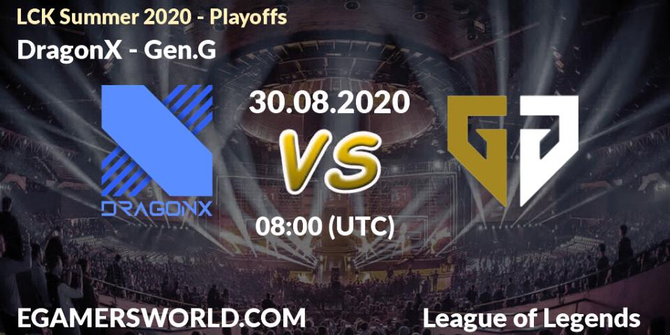 Prognose für das Spiel DragonX VS Gen.G. 30.08.20. LoL - LCK Summer 2020 - Playoffs