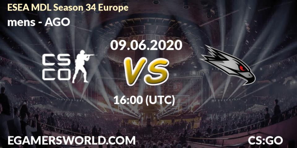 Prognose für das Spiel mens VS AGO. 18.06.20. CS2 (CS:GO) - ESEA MDL Season 34 Europe