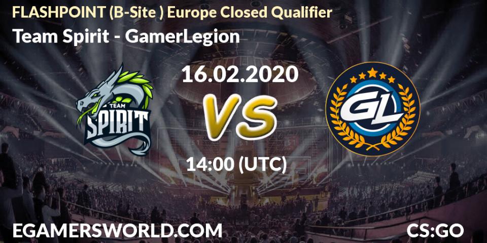 Prognose für das Spiel Team Spirit VS GamerLegion. 16.02.20. CS2 (CS:GO) - FLASHPOINT Europe Closed Qualifier