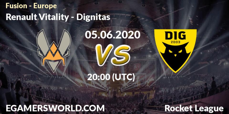 Prognose für das Spiel Renault Vitality VS Dignitas. 05.06.20. Rocket League - Fusion - Europe