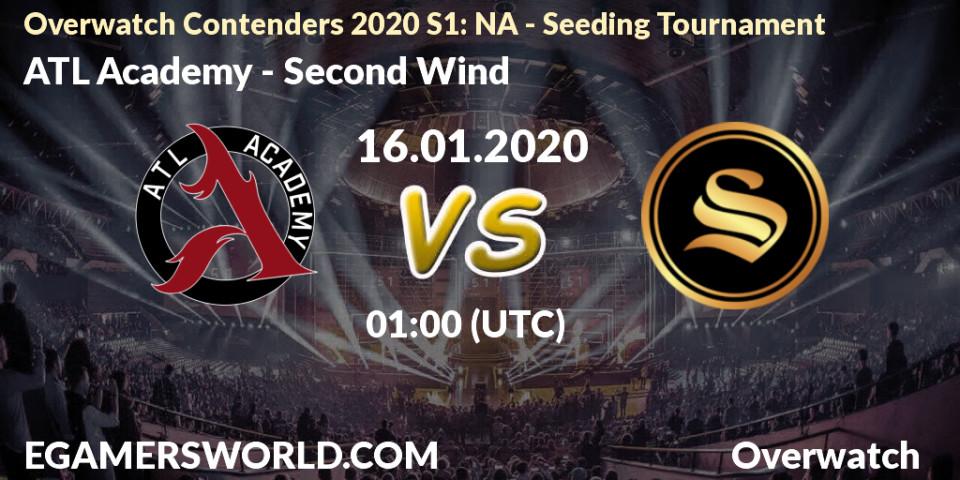 Prognose für das Spiel ATL Academy VS Second Wind. 16.01.20. Overwatch - Overwatch Contenders 2020 S1: NA - Seeding Tournament