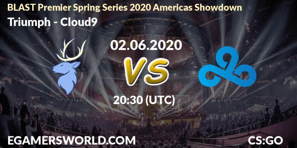 Prognose für das Spiel Triumph VS Cloud9. 02.06.2020 at 20:30. Counter-Strike (CS2) - BLAST Premier Spring Series 2020 Americas Showdown 