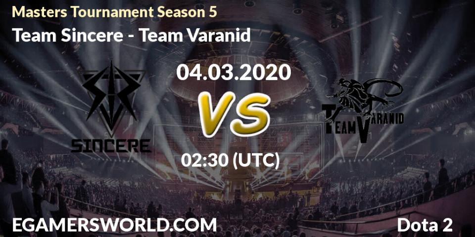 Prognose für das Spiel Team Sincere VS Team Varanid. 04.03.2020 at 02:38. Dota 2 - Masters Tournament Season 5