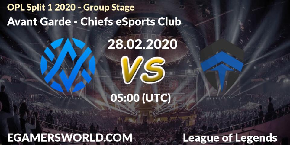 Prognose für das Spiel Avant Garde VS Chiefs eSports Club. 28.02.20. LoL - OPL Split 1 2020 - Group Stage