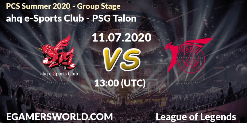 Prognose für das Spiel ahq e-Sports Club VS PSG Talon. 11.07.20. LoL - PCS Summer 2020 - Group Stage