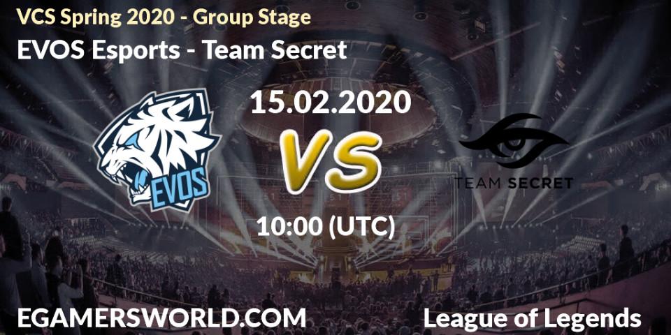 Prognose für das Spiel EVOS Esports VS Team Secret. 15.02.20. LoL - VCS Spring 2020 - Group Stage