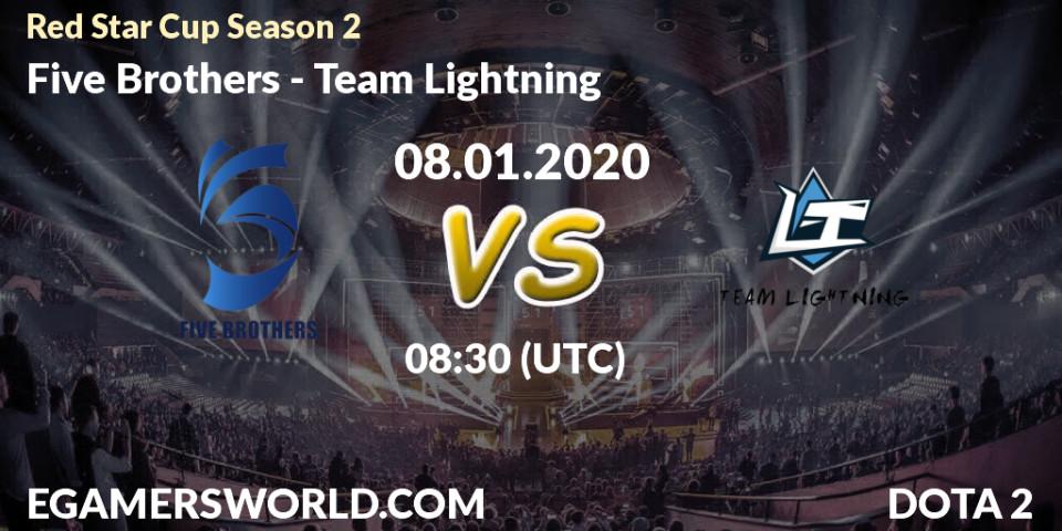 Prognose für das Spiel Five Brothers VS Team Lightning. 08.01.20. Dota 2 - Red Star Cup Season 2