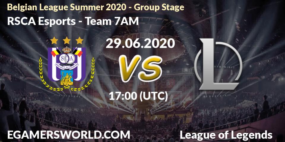 Prognose für das Spiel RSCA Esports VS Team 7AM. 29.06.2020 at 17:00. LoL - Belgian League Summer 2020 - Group Stage