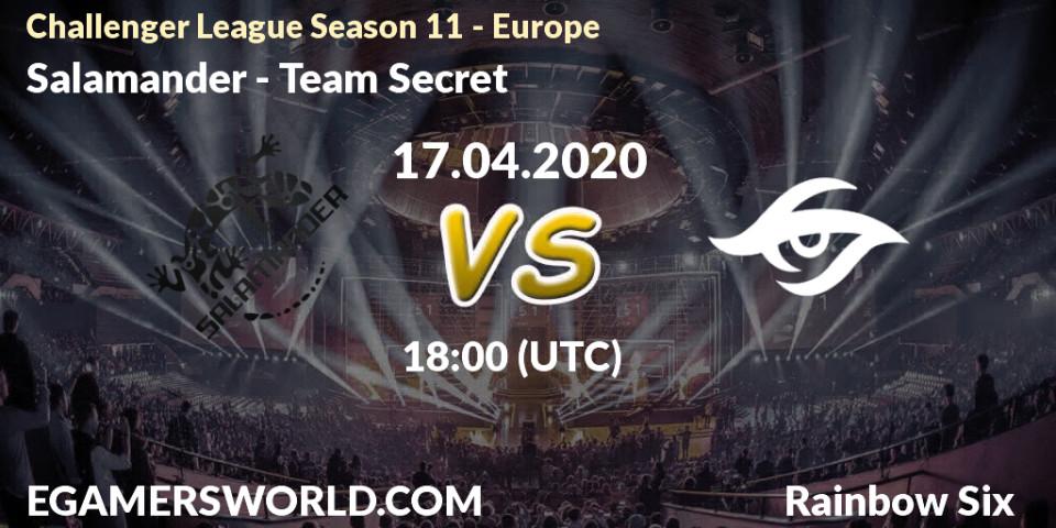 Prognose für das Spiel Salamander VS Team Secret. 17.04.20. Rainbow Six - Challenger League Season 11 - Europe