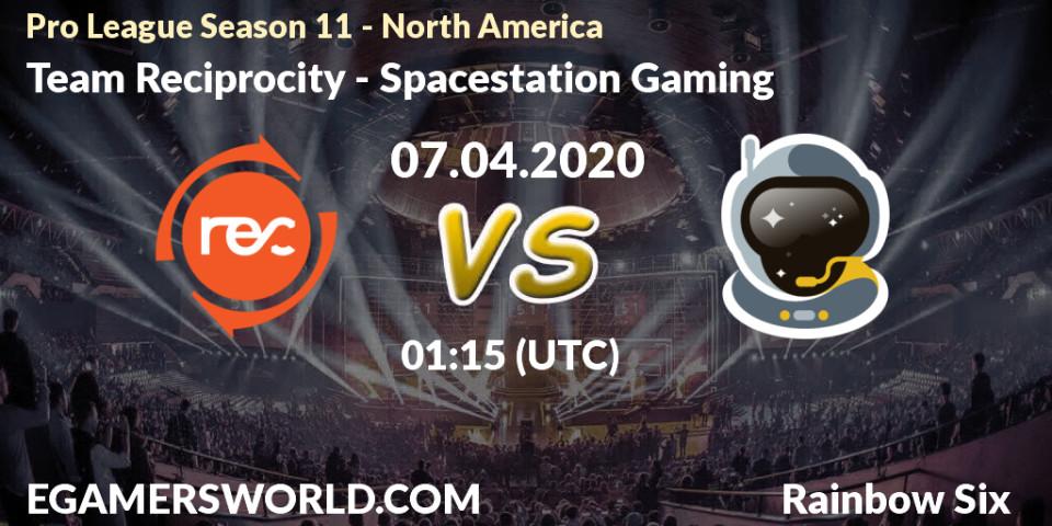 Prognose für das Spiel Team Reciprocity VS Spacestation Gaming. 07.04.20. Rainbow Six - Pro League Season 11 - North America