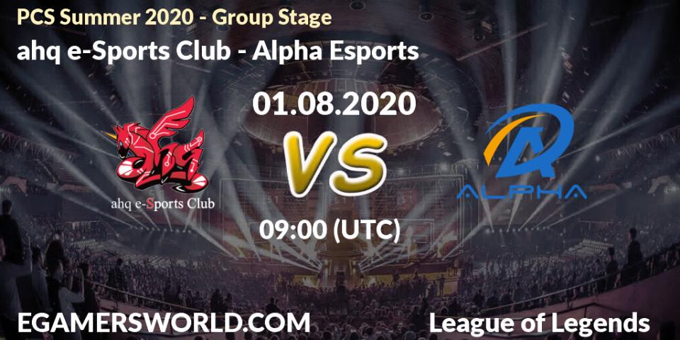 Prognose für das Spiel ahq e-Sports Club VS Alpha Esports. 01.08.20. LoL - PCS Summer 2020 - Group Stage