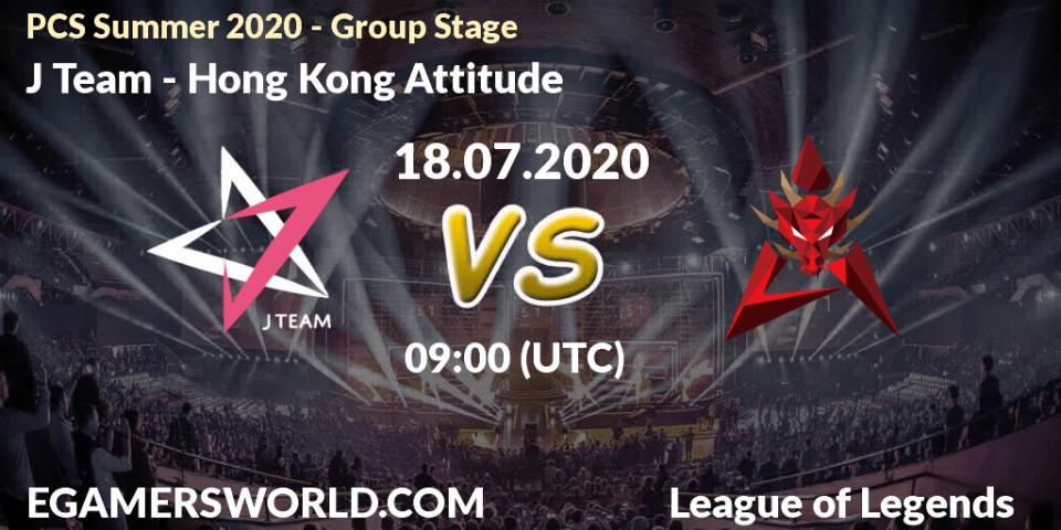 Prognose für das Spiel J Team VS Hong Kong Attitude. 18.07.20. LoL - PCS Summer 2020 - Group Stage