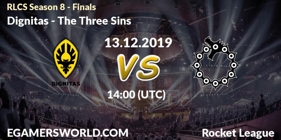 Prognose für das Spiel Dignitas VS The Three Sins. 13.12.19. Rocket League - RLCS Season 8 - Finals