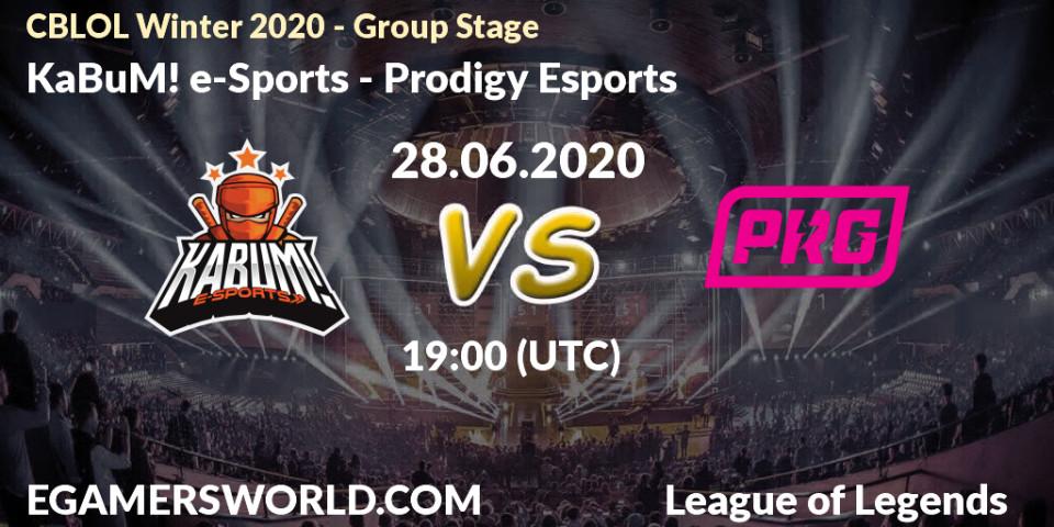 Prognose für das Spiel KaBuM! e-Sports VS Prodigy Esports. 28.06.2020 at 19:00. LoL - CBLOL Winter 2020 - Group Stage