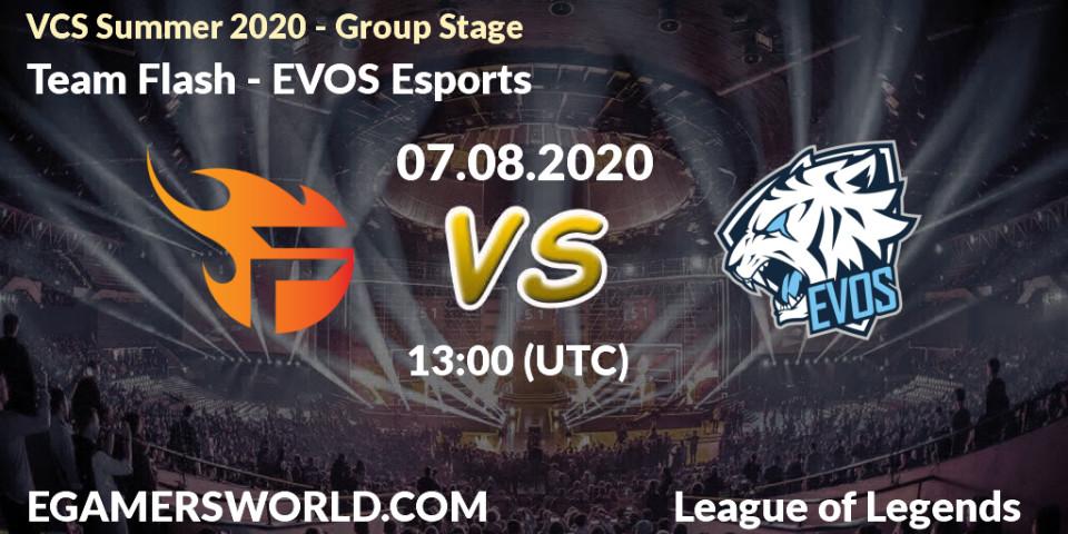 Prognose für das Spiel Team Flash VS EVOS Esports. 07.08.20. LoL - VCS Summer 2020 - Group Stage
