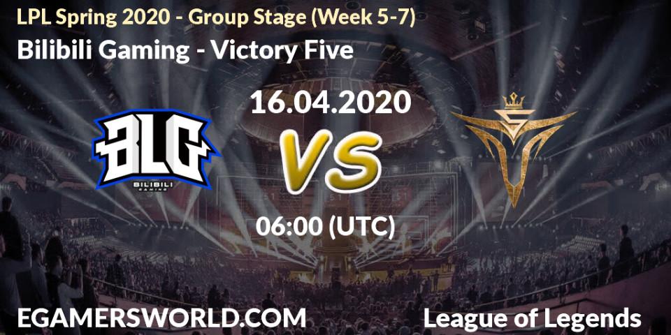Prognose für das Spiel Bilibili Gaming VS Victory Five. 16.04.20. LoL - LPL Spring 2020 - Group Stage (Week 5-7)