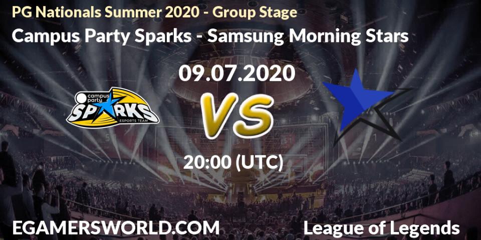 Prognose für das Spiel Campus Party Sparks VS Samsung Morning Stars. 09.07.20. LoL - PG Nationals Summer 2020 - Group Stage