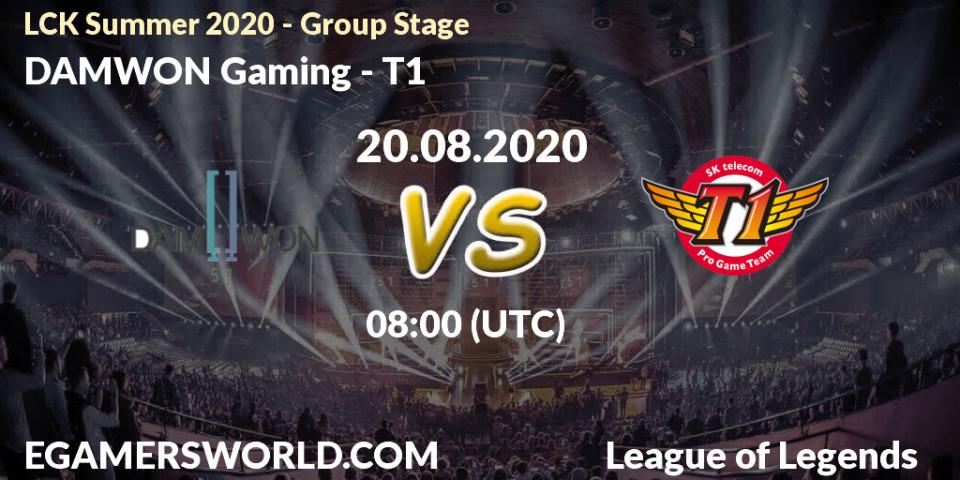 Prognose für das Spiel DAMWON Gaming VS T1. 20.08.2020 at 06:43. LoL - LCK Summer 2020 - Group Stage