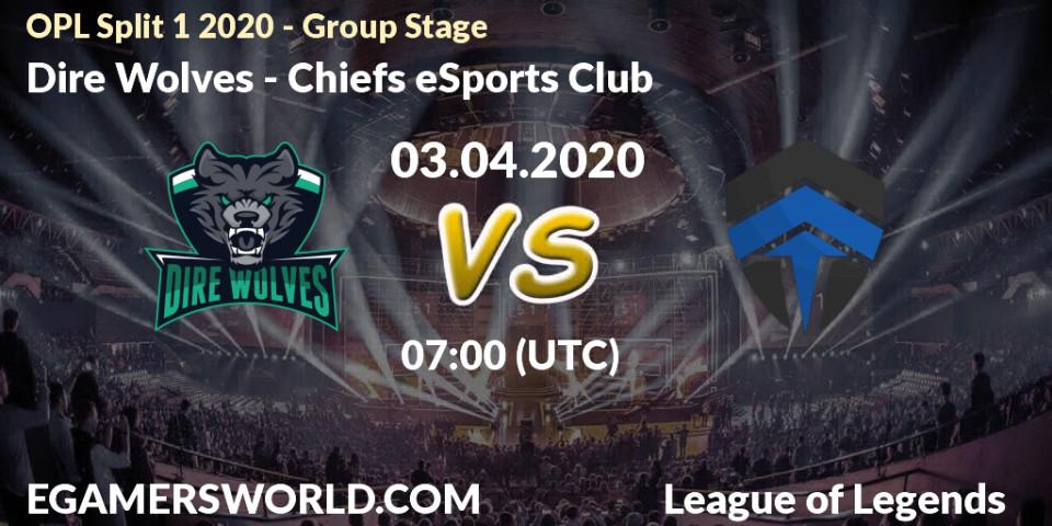 Prognose für das Spiel Dire Wolves VS Chiefs eSports Club. 03.04.20. LoL - OPL Split 1 2020 - Group Stage