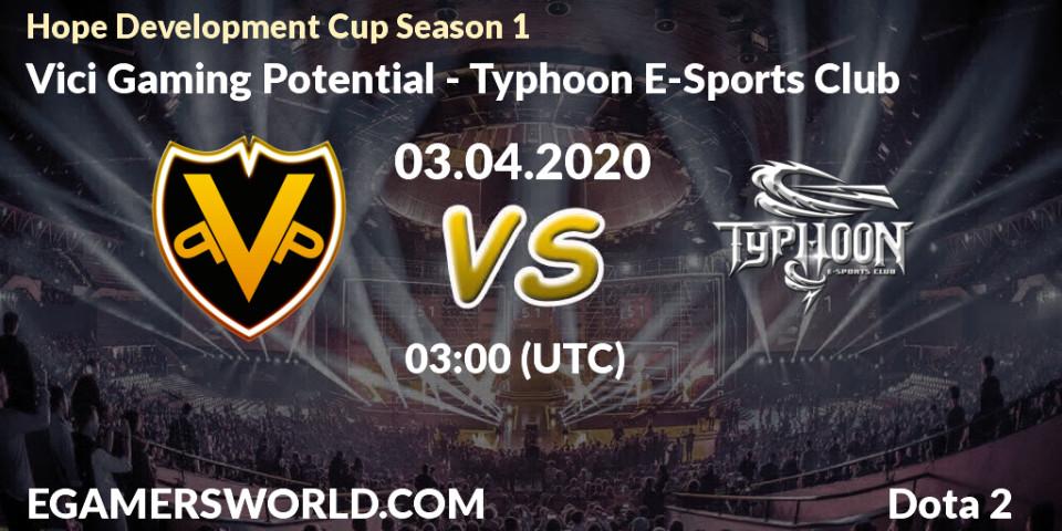 Prognose für das Spiel Vici Gaming Potential VS Typhoon E-Sports Club. 03.04.2020 at 03:00. Dota 2 - Hope Development Cup Season 1