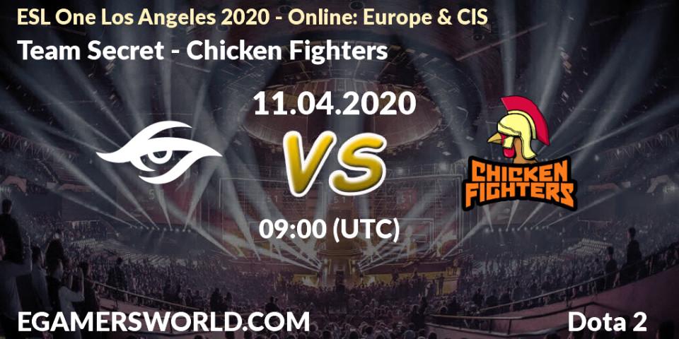 Prognose für das Spiel Team Secret VS Chicken Fighters. 11.04.20. Dota 2 - ESL One Los Angeles 2020 - Online: Europe & CIS