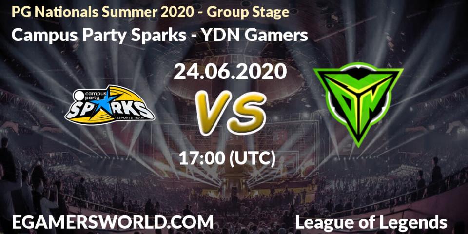 Prognose für das Spiel Campus Party Sparks VS YDN Gamers. 24.06.20. LoL - PG Nationals Summer 2020 - Group Stage