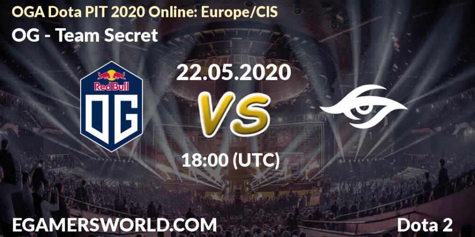 Prognose für das Spiel OG VS Team Secret. 22.05.20. Dota 2 - OGA Dota PIT 2020 Online: Europe/CIS