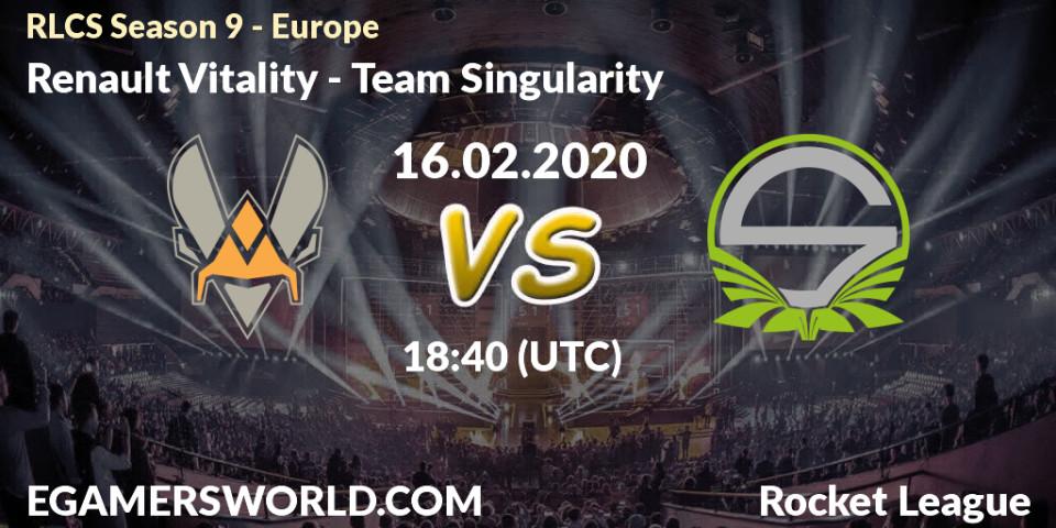 Prognose für das Spiel Renault Vitality VS Team Singularity. 16.02.20. Rocket League - RLCS Season 9 - Europe