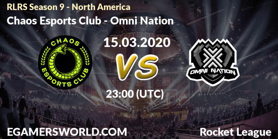 Prognose für das Spiel Chaos Esports Club VS Omni Nation. 15.03.20. Rocket League - RLRS Season 9 - North America