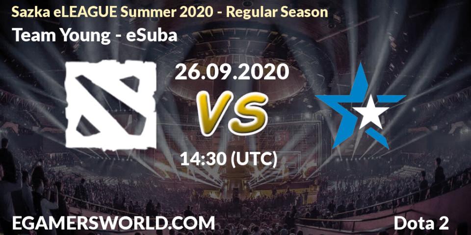 Prognose für das Spiel Team Young VS eSuba. 26.09.2020 at 14:30. Dota 2 - Sazka eLEAGUE Summer 2020 - Regular Season