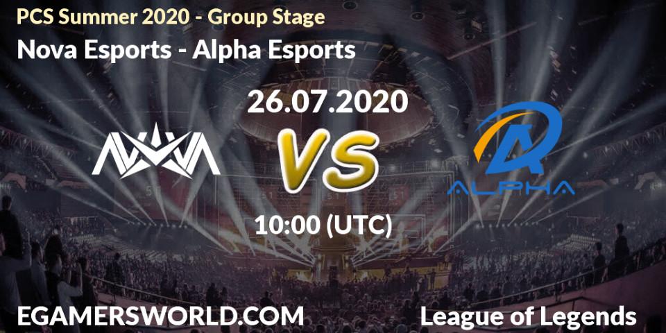 Prognose für das Spiel Nova Esports VS Alpha Esports. 26.07.2020 at 10:00. LoL - PCS Summer 2020 - Group Stage