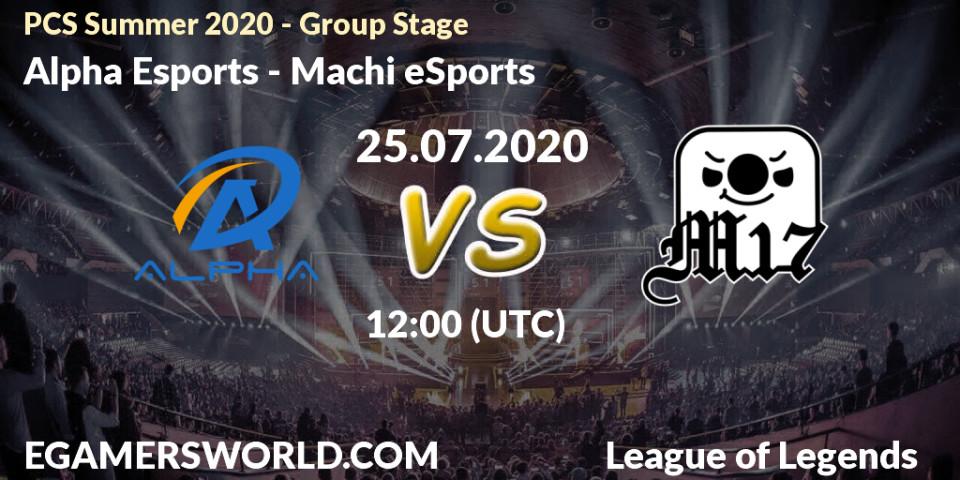 Prognose für das Spiel Alpha Esports VS Machi eSports. 25.07.20. LoL - PCS Summer 2020 - Group Stage