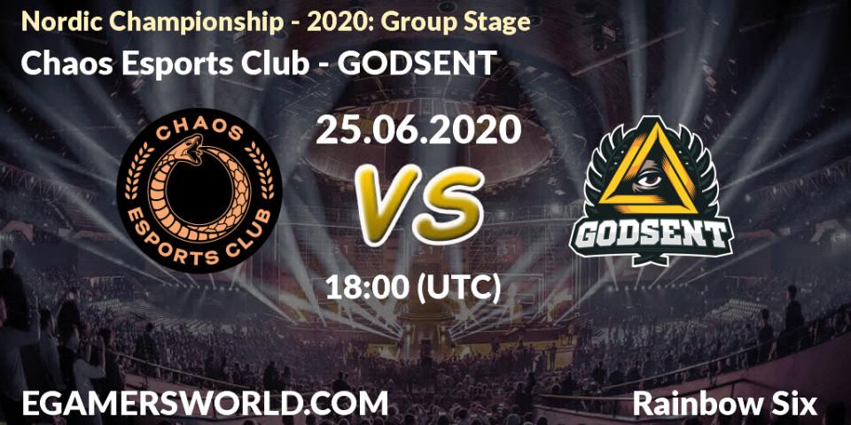 Prognose für das Spiel Chaos Esports Club VS GODSENT. 25.06.20. Rainbow Six - Nordic Championship - 2020: Group Stage