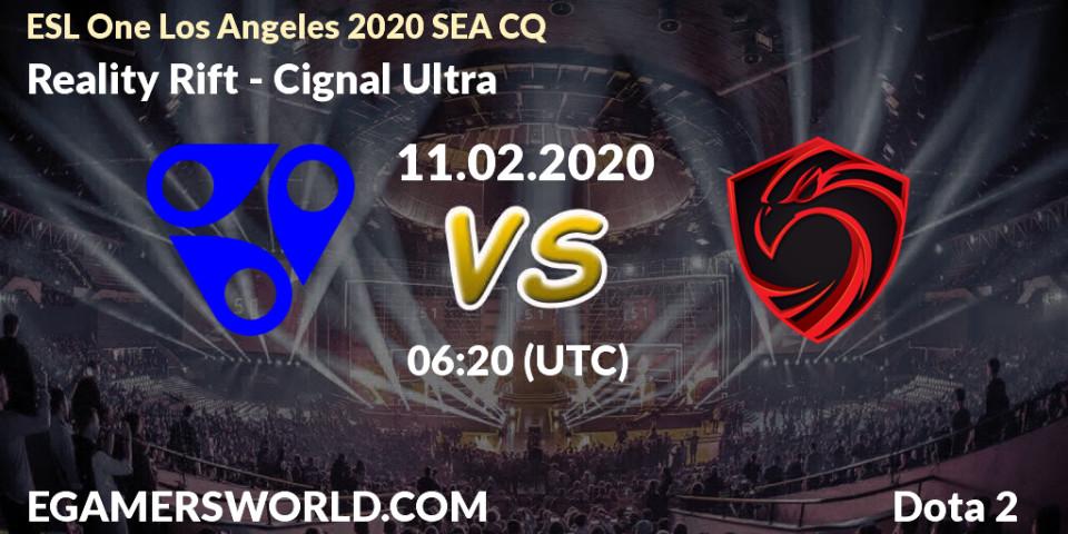 Prognose für das Spiel Reality Rift VS Cignal Ultra. 11.02.20. Dota 2 - ESL One Los Angeles 2020 SEA CQ