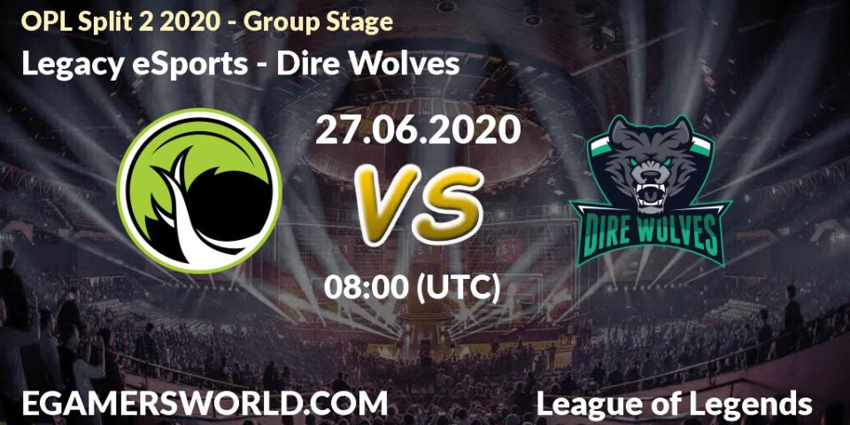 Prognose für das Spiel Legacy eSports VS Dire Wolves. 27.06.20. LoL - OPL Split 2 2020 - Group Stage