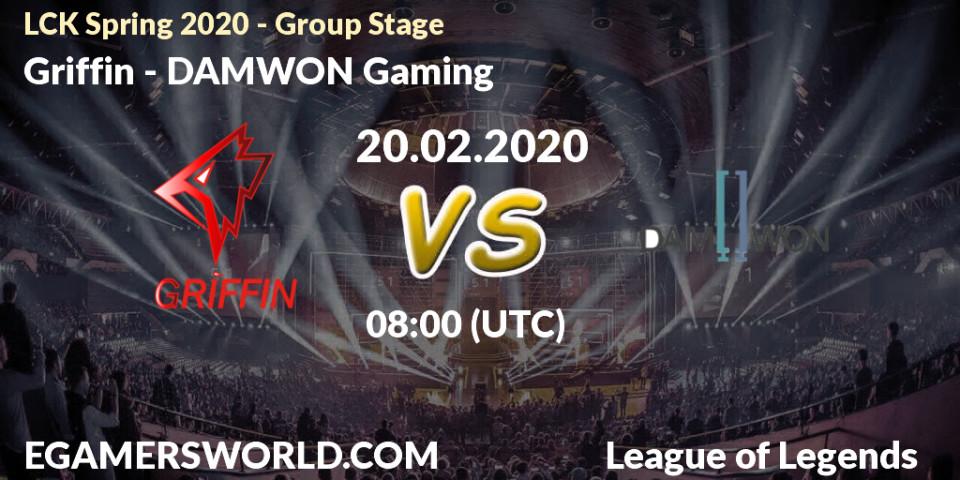 Prognose für das Spiel Griffin VS DAMWON Gaming. 20.02.20. LoL - LCK Spring 2020 - Group Stage