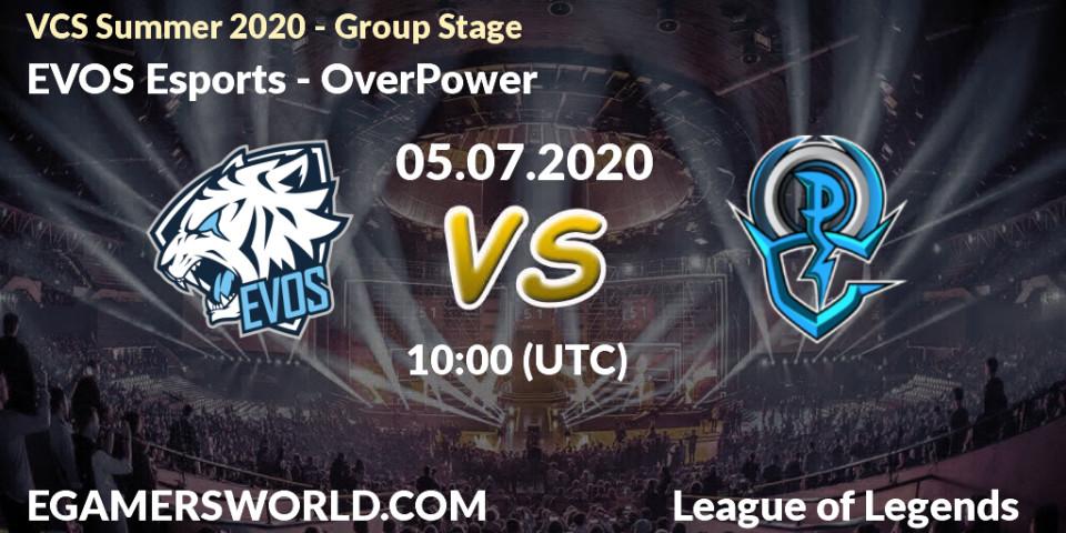Prognose für das Spiel EVOS Esports VS OverPower. 05.07.20. LoL - VCS Summer 2020 - Group Stage