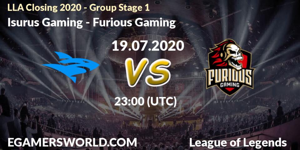 Prognose für das Spiel Isurus Gaming VS Furious Gaming. 19.07.20. LoL - LLA Closing 2020 - Group Stage 1