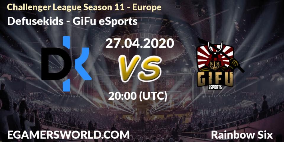 Prognose für das Spiel Defusekids VS GiFu eSports. 28.04.2020 at 20:00. Rainbow Six - Challenger League Season 11 - Europe