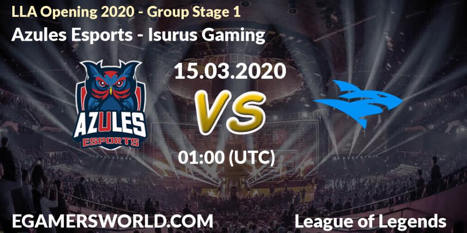 Prognose für das Spiel Azules Esports VS Isurus Gaming. 28.03.2020 at 23:00. LoL - LLA Opening 2020 - Group Stage 1