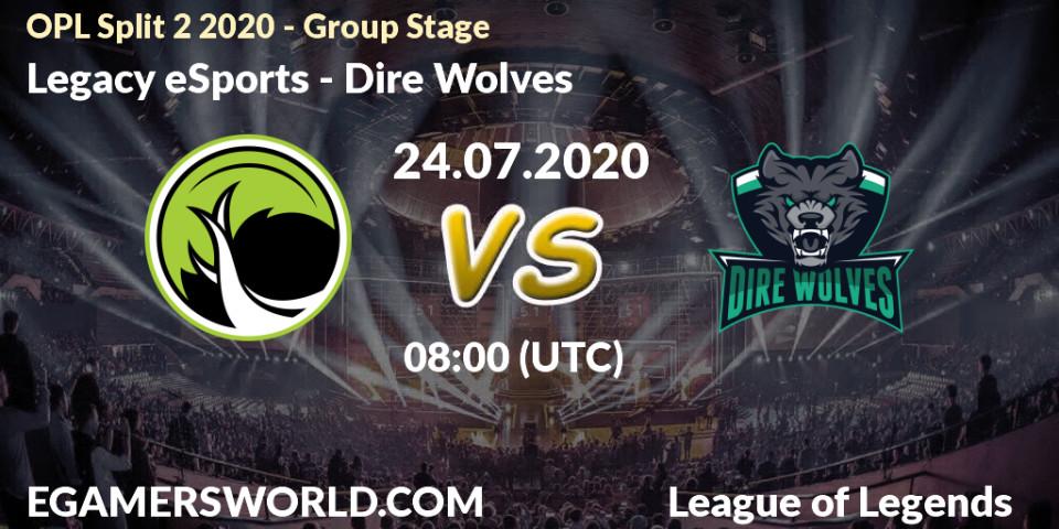 Prognose für das Spiel Legacy eSports VS Dire Wolves. 24.07.20. LoL - OPL Split 2 2020 - Group Stage
