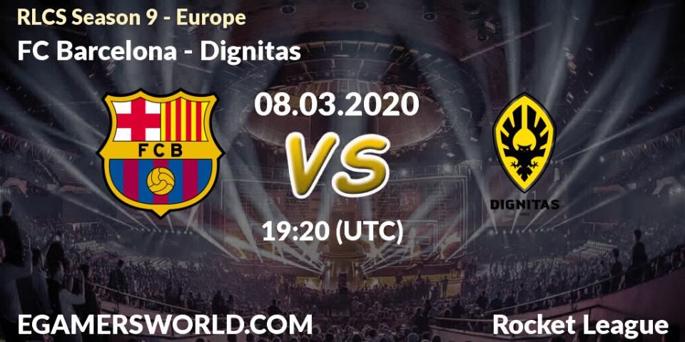 Prognose für das Spiel FC Barcelona VS Dignitas. 08.03.20. Rocket League - RLCS Season 9 - Europe