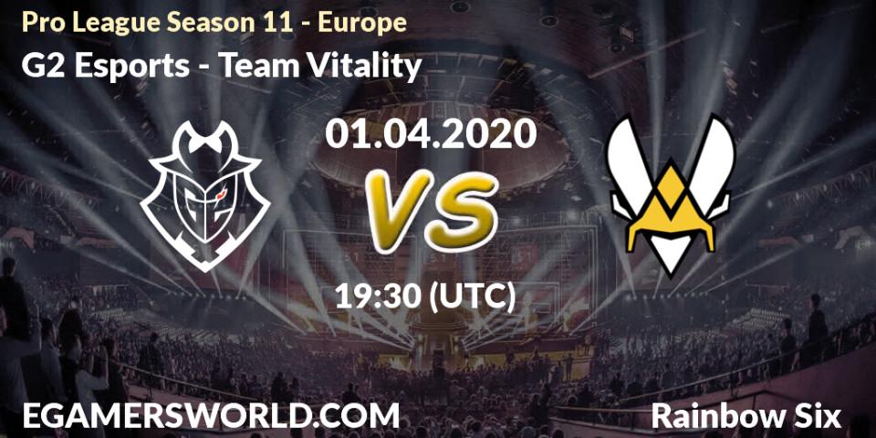 Prognose für das Spiel G2 Esports VS Team Vitality. 01.04.20. Rainbow Six - Pro League Season 11 - Europe