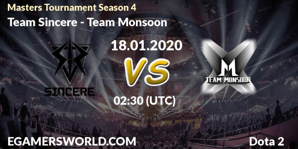 Prognose für das Spiel Team Sincere VS Team Monsoon. 22.01.20. Dota 2 - Masters Tournament Season 4
