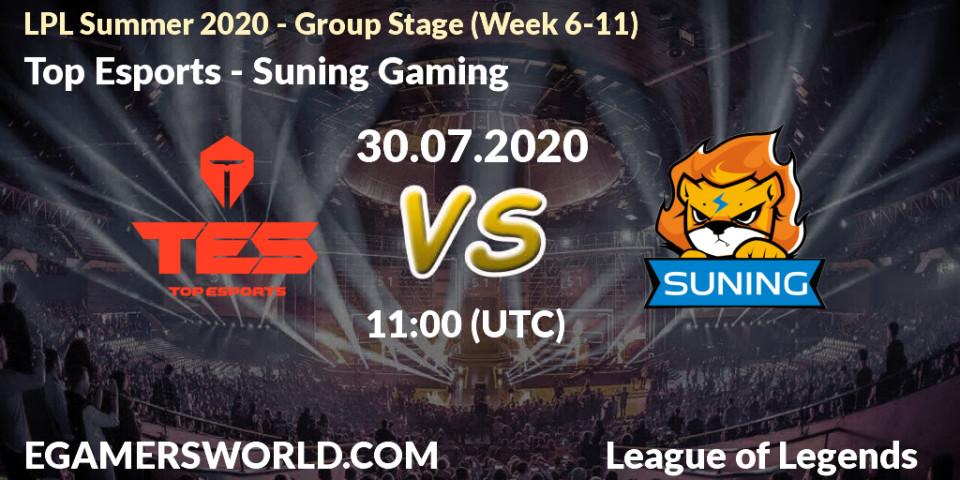 Prognose für das Spiel Top Esports VS Suning Gaming. 30.07.20. LoL - LPL Summer 2020 - Group Stage (Week 6-11)