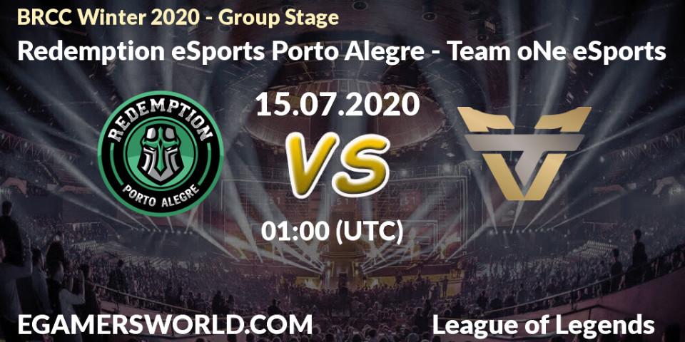 Prognose für das Spiel Redemption eSports Porto Alegre VS Team oNe eSports. 15.07.20. LoL - BRCC Winter 2020 - Group Stage